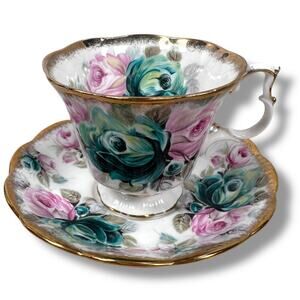 Royal Albert Summer Bounty Series Jade Cup & Saucer Set White Bone China England